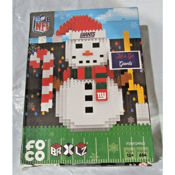NFL New York Giants BRXLZ Snowman 3-D Puzzle 654 Pieces FOCO - Picture 1 of 2